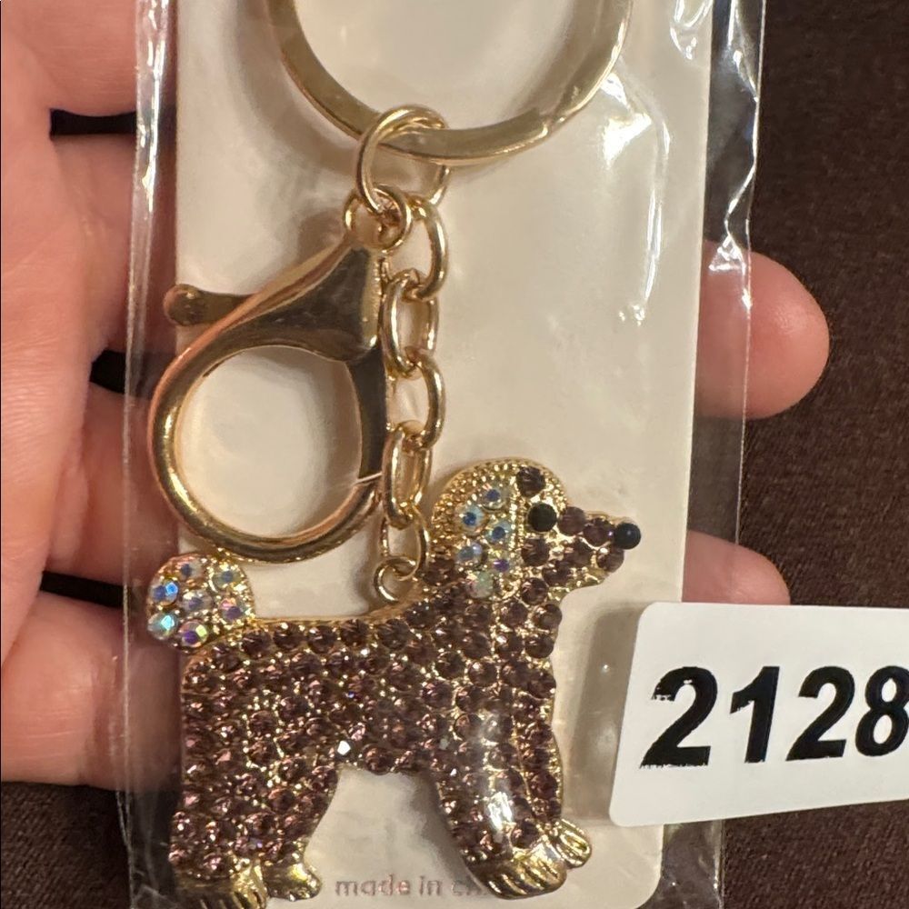 2128 Rhinestone Dog Key Ring, Bag Charm